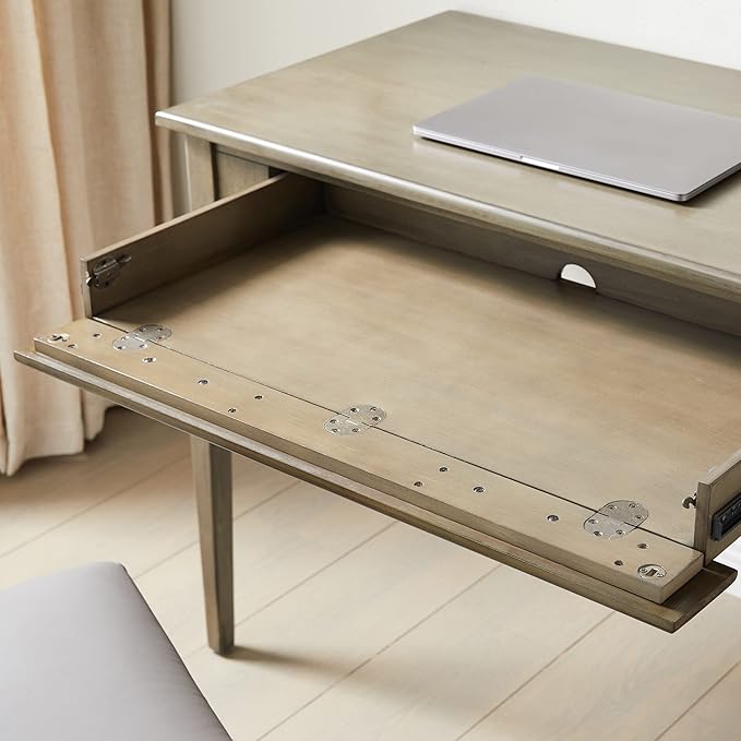 Leick Home 22400-GR Stratus Laptop Computer Desk with Drop Front Keyboard Drawer, Smoke Gray