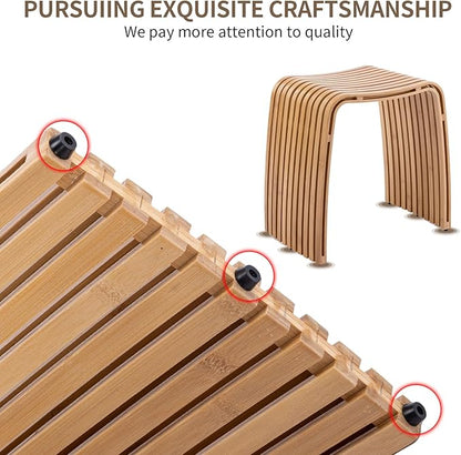 Bamboo Dining Stool Dining Chair Dressing Stool Shoe Stool Bathroom Stool Dining Room Bathroom Living Room Study Bedroom Durable and Beautifully Designed