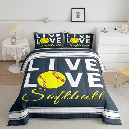 Feelyou Kids Softball Comforter Set Twin Size Softball Gaming Bedding Set for Boys Girls Teens Bedroom Decor Sports Theme Comforter Women Men Baseball Gaming Duvet Set with 1 Pillow Case
