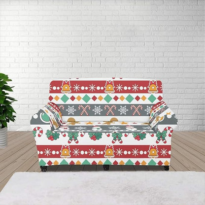 FKELYI Christmas Sofa Furniture Protector for Indoor Easy Going Stretch Sofa Slipcover Non-Slip Sofa Slicpovers Washable Sofa Couch Cover M