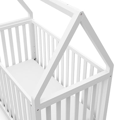 Storkcraft Orchard 5-in-1 Convertible Crib (White) – GREENGUARD Gold Certified, Canopy Style Baby Crib, Converts from Crib to Toddler Bed, Daybed and Full-Size Bed, Fits Standard Crib Mattress