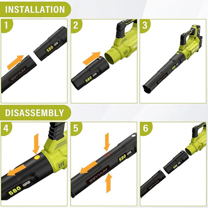 SEYVUM Leaf Blower - 580CFM 20V Leaf Blower Cordless with 2 X 4.0Ah Battery & Charger, 3-Speed Dial Electric Blower Handheld, Lightweight Powerful Battery Operated for Lawn Care, Jobsite