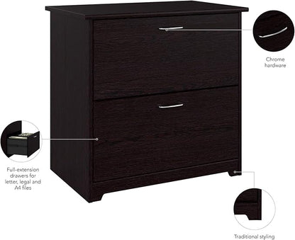 Bush Business Furniture Cabot 2 Drawer Lateral File Cabinet | Letter, Legal, and A4-size Document Storage for Home Office, 32W, Espresso Oak