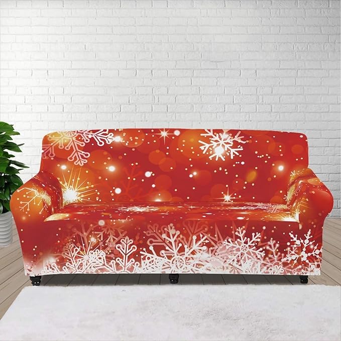 FKELYI Christmas Decor Sofa Couch Cover for Indoor Non-Slip Furniture Protector Easy Going Stretch Sofa Slipcover Washable Sofa Slipcovers L