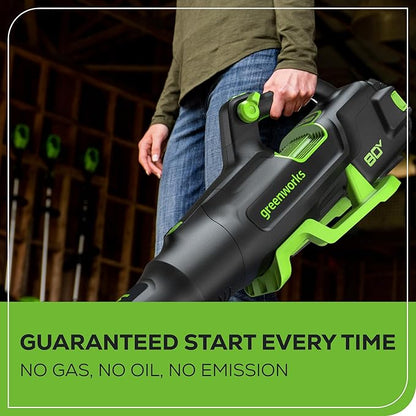 Greenworks 80V 770 CFM Cordless Leaf Blower, 4.0Ah Battery and Rapid Charger