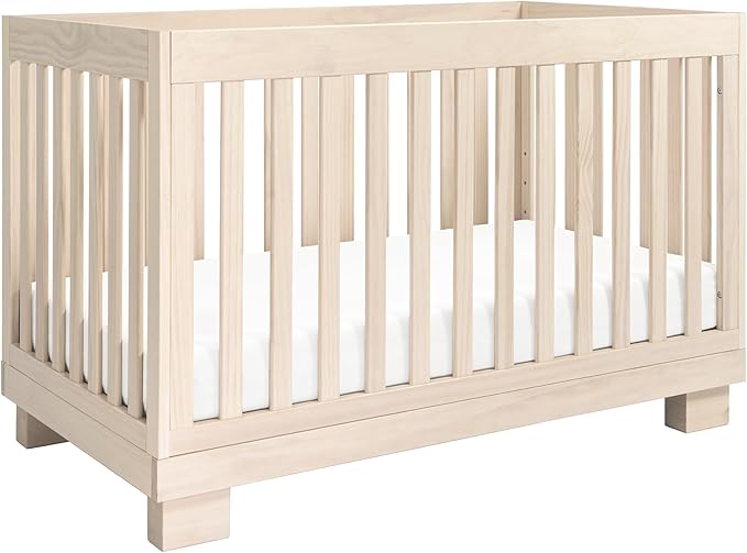 babyletto Modo 3-in-1 Convertible Crib with Toddler Bed Conversion Kit in Washed Natural, Greenguard Gold Certified