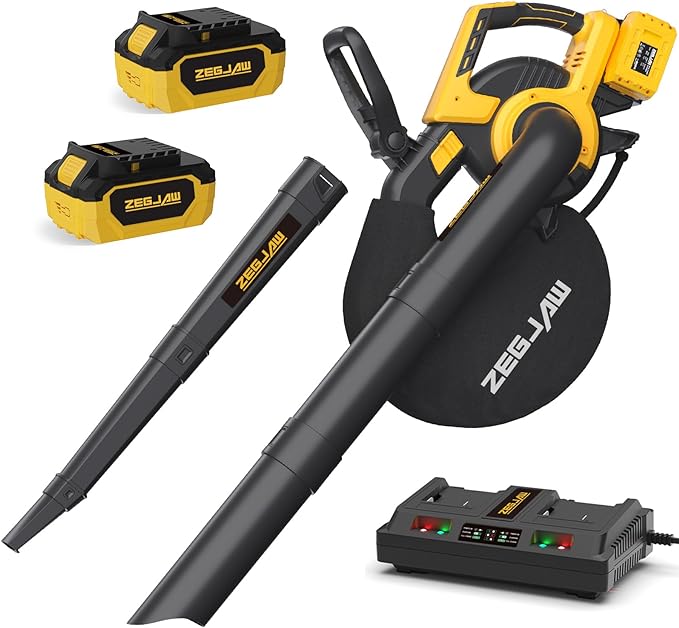 Cordless Leaf Blower & Vacuum, 3-in-1 Leaf Vacuum Mulcher with Bag, 40V 330CFM Battery Leaf Blower with 2x4.0Ah Battery & Charger for Lawn Care, 5-Speeds Variable Control