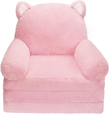 Toddler Chair Comfy, Kids Couch Fold Out, Soft Baby Chairs,kids lounge chair for Play,Gift for 0-3 Years,Pink Kitty