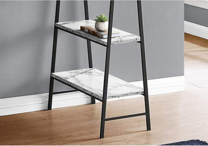 Monarch Specialties 7527 Computer Desk, Home Office, Laptop, Storage Shelves, 48" L, Work, Metal, Laminate, White Marble Look, Black, Contemporary, Modern Desk-48, 47.25" L x 23.75" W x 30" H