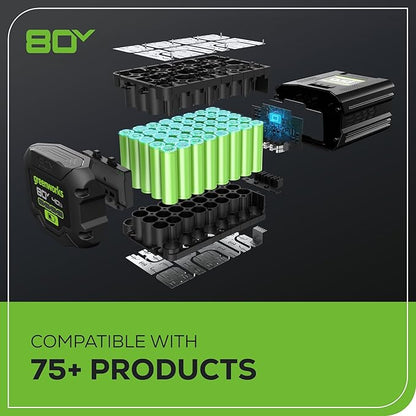 Greenworks 80V (800 CFM) Dual Port Backpack Blower with (2) 5.0 Ah Batteries, Dual Port Rapid Charger