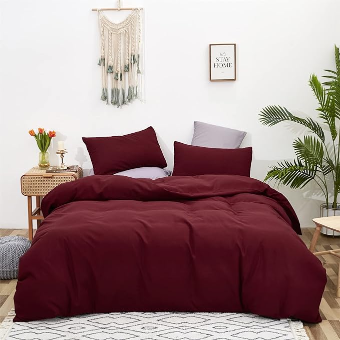 Burgundy Comforter Set Cal King Size Dark Red Bedding Set Pure Burgundy Beddig Soft Durable Quilt Set Women Durable Lightweight Plain Burgundy Blanket Men Breathable Dark Red Bed Comforter Set