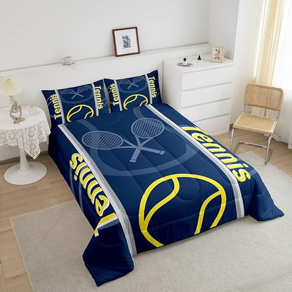 Feelyou Kids Tennis Comforter Set King Size Tennis Sports Bedding Set for Boys Girls Teens Bedroom Decor Tennis Gaming Comforter Women Men Tennis Lovers Duvet Set with 2 Pillow Case