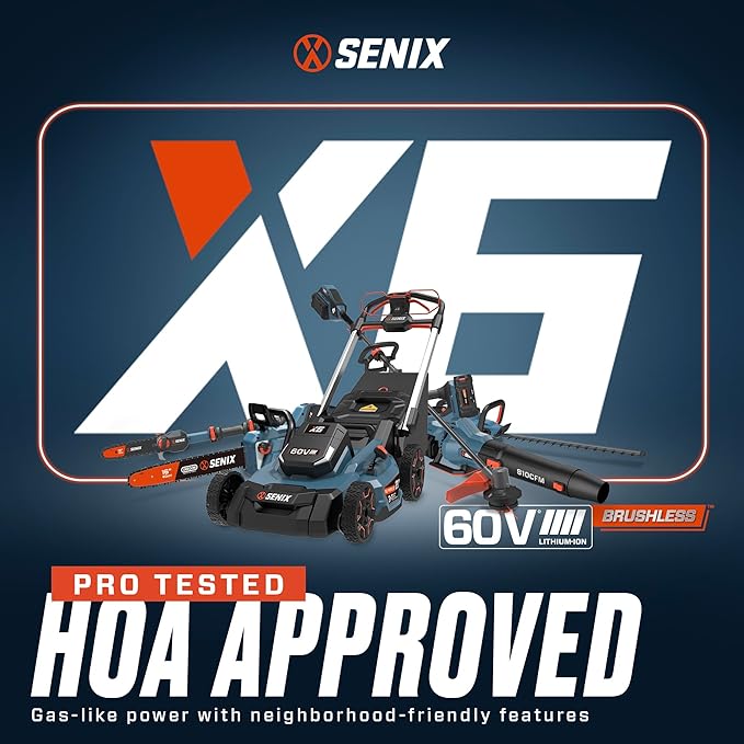 SENIX X6 60 Volt Max* Handheld Cordless Leaf Blower, Up to 810 CFM and 170 MPH, Variable Speed, Cruise Control, Lightweight, includes 4.0 Ah Battery and 3 Amp Charger (BLAX6-M1)