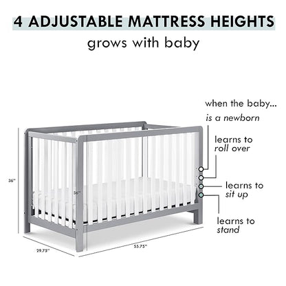 Carter's by DaVinci Colby 4-in-1 Low-Profile Convertible Crib in Grey and White, Greenguard Gold Certified