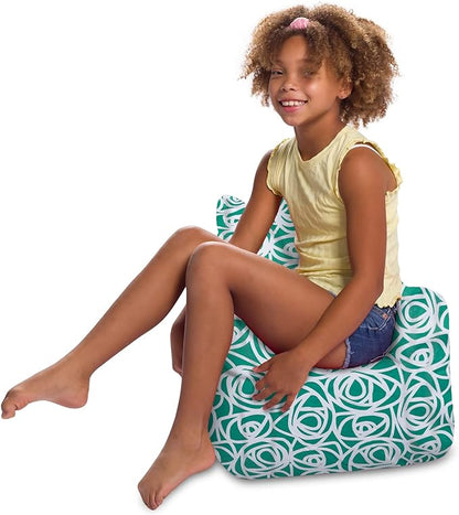 Posh Creations Structured Comfy Bean Bag Chair for Gaming, Reading, and Watching TV, Pasadena Chair, Canvas - Roses Mint