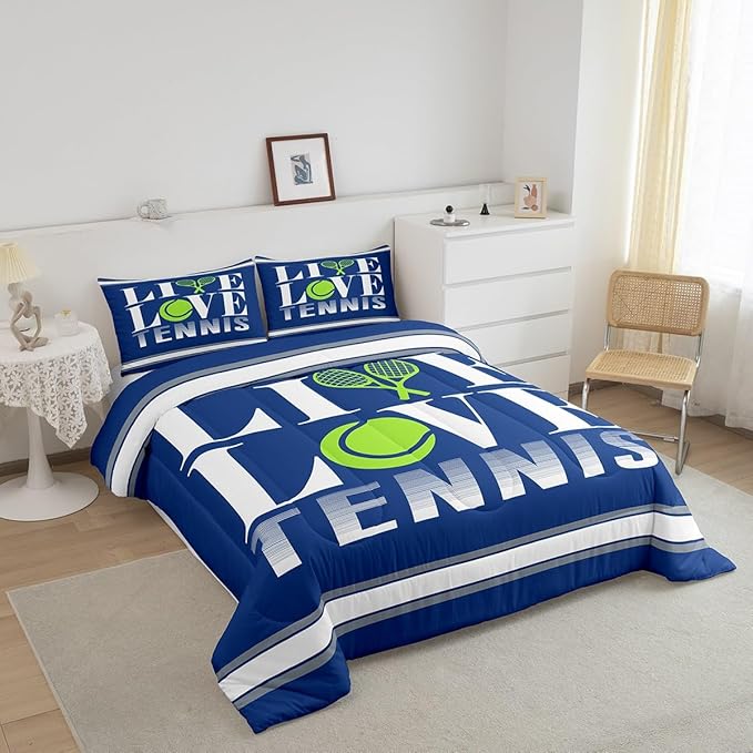 Feelyou Kids Tennis Comforter Set Twin Size Tennis Ball Bedding Set for Boys Girls Teens Bedroom Decor Ball Gaming Comforter Women Men Gift for Tennis Lover Duvet Set with 1 Pillow Case