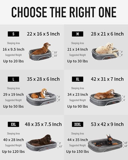 OhGeni Orthopedic Dog Bed Couch for Large Sized Pets with Egg Foam Support, Four-Sided Bolster Cushions, Soft Tear-Resistant Fabric, and Removable Machine Washable Plush Cover 35-Inch (Dark Green)