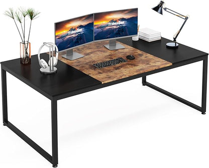 70.8 Inch Executive Desk, Large Computer Office Desk, Industrial Simple Business Study Writing Table for Home Office