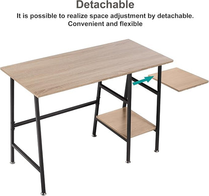 VECELO 43 Inch Home Office Computer Easy to Assemble Simple Table Modern Student Study Desk,Water Proof, Oak+black leg
