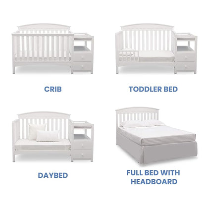 Delta Children Abby Convertible Crib 'N' Changer + Changing Pad and Cover [Bundle], Bianca