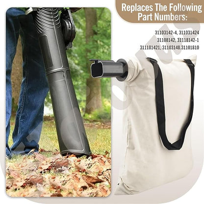31101810 Blower Debris Vacuum Bag, Compatible with Greenworks Vacuum Bag 24022 24072 Leaf Blower Vacuum Debris White Cloth Bag w/Zipper,Replace 31103148
