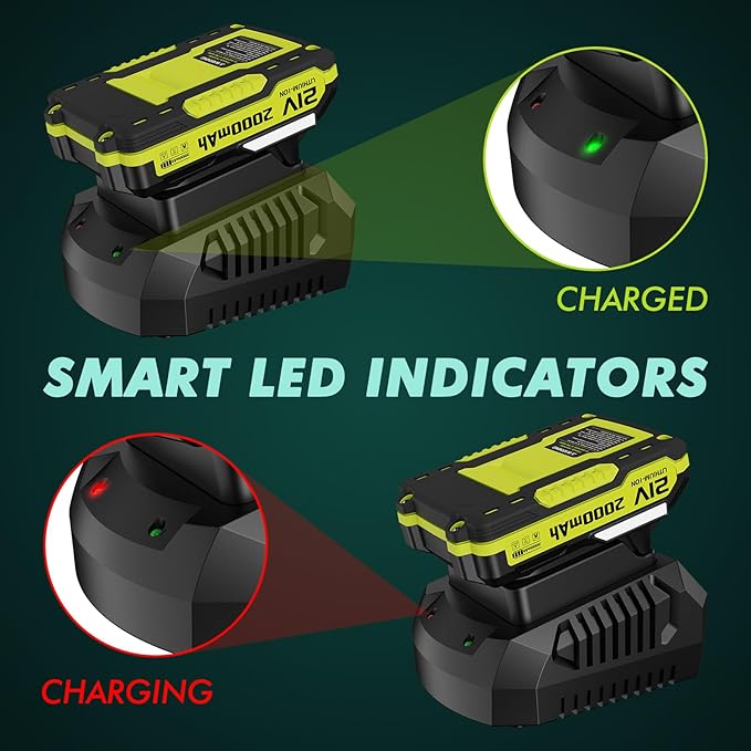 Battery Charger, Replacement 21V Charger for LAZYBOI Cordless Leaf Blower, Multi-Protection Safety System with 1-Hour Fast Charge