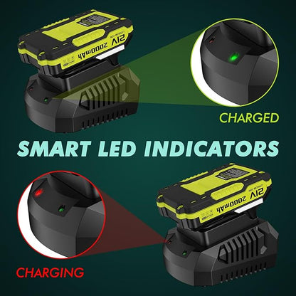 Battery Charger, Replacement 21V Charger for LAZYBOI Cordless Leaf Blower, Multi-Protection Safety System with 1-Hour Fast Charge