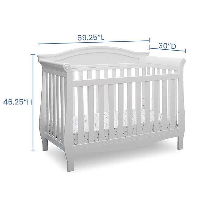 Delta Children Lancaster 4-in-1 Convertible Baby Crib, Bianca White
