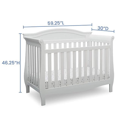 Delta Children Lancaster 4-in-1 Convertible Baby Crib, Bianca White