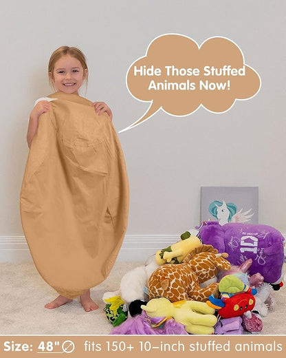 Aubliss Stuffed Animal Bean Bag Storage Chair (Solid Khaki, X-Large (48''))