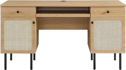 Modway Chaucer Modern Wood Grain Computer Office Desk, Oak