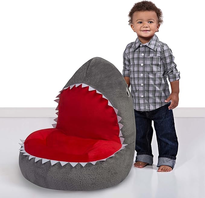 Trend Lab Shark Toddler Chair Plush Character Kids Chair Comfy Furniture Pillow Chair for Boys and Girls, 21 x 19 x 19 inches