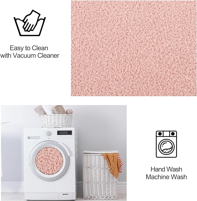 Area Rugs for Bedroom Living Room, 5x8 Pink Super Soft Comfy Thickened Memory-Foam Indoor Carpets, Modern Aesthetic Minimalist Carpet for Boys Girls Adults Apartment Nursery Home Décor