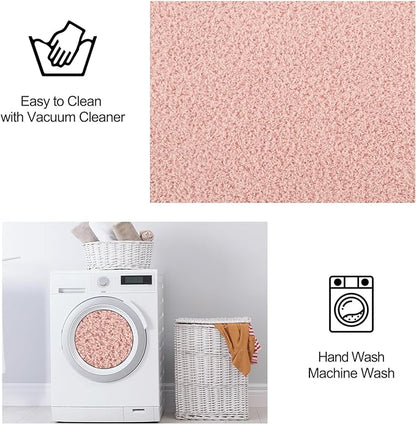 Area Rugs for Bedroom Living Room, 5x8 Pink Super Soft Comfy Thickened Memory-Foam Indoor Carpets, Modern Aesthetic Minimalist Carpet for Boys Girls Adults Apartment Nursery Home Décor