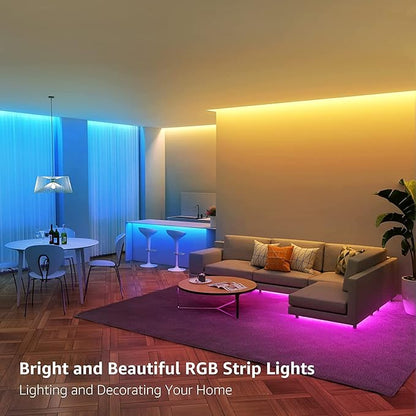 Lepro 65.6ft LED Strip Lights, Ultra-Long RGB 5050 LED Strips with Remote Controller and Fixing Clips, Color Changing Tape Light with 12V ETL Listed Adapter for Bedroom, Room, Kitchen, Bar(32.8FTX 2)