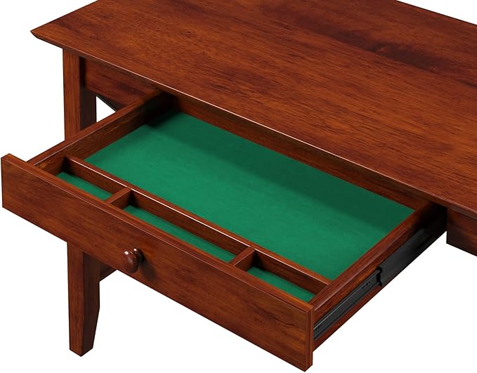 AFI 48" Solid Wood Writing Desk - Sturdy X Design - Home Office Desk with Drawer, Laptop Computer Work Study Table with USB Charger Walnut