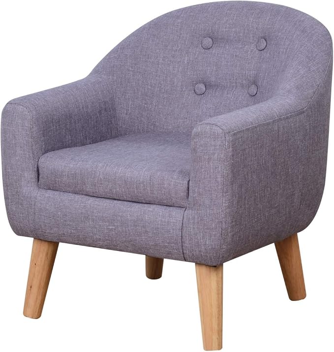 Single Linen Fabric Kids Armchair, Toddler Sofa and Couch with Wooden Legs, Children Chair Seat for Children Gift (Gray)
