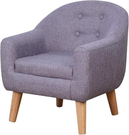 Single Linen Fabric Kids Armchair, Toddler Sofa and Couch with Wooden Legs, Children Chair Seat for Children Gift (Gray)
