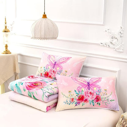 CVHOUSE Butterfly Comforter Set,Luxurious Blue Butterfly Bedding Set for Kids Teens,Blue Butterflies Comforter Butterflies Duvet Set Room Decor Quilt Set Full Size