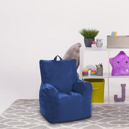 Posh Creations Structured Comfy Bean Bag Chair for Gaming Reading and Watching TV Pasadena Soft Nylon-Navy Pasadena Chair