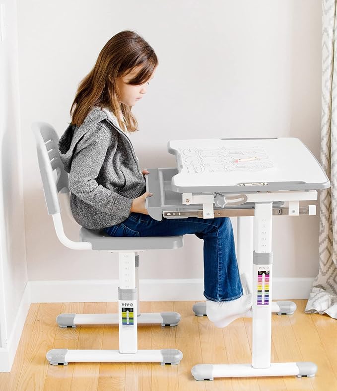VIVO Gray Height Adjustable Kids Desk Chair, Chair Only, Designed for Interactive Workstation, Universal Children's Ergonomic Seat, DESK-V201G-CH