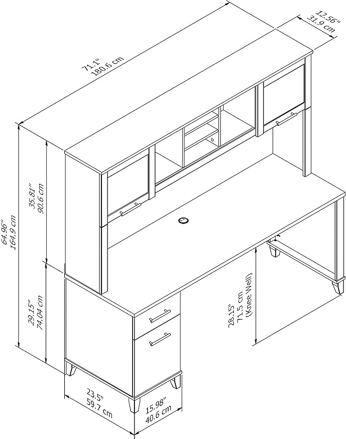 Bush Furniture Somerset 3 Position Sit to Stand L Shaped Desk, 72W, Maple Cross