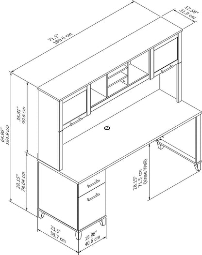 Bush Furniture Somerset 3 Position Sit to Stand L Shaped Desk, 72W, Maple Cross