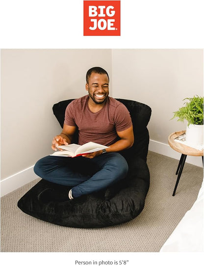 Big Joe Roma Bean Bag Chair, Black Plush, Soft Polyester, 3 feet