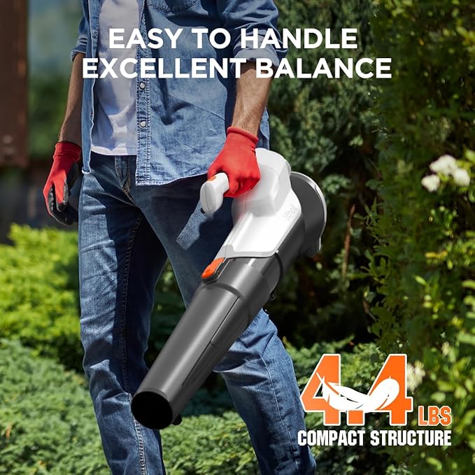 Litheli 20V Leaf Blower Cordless 2.0 Ah Battery Powered, 355CFM/85MPH & 2 Speed Levels, Handheld Electric Blowers for Lawn Care, Patio, Snow, Dust, Blowing Leaves