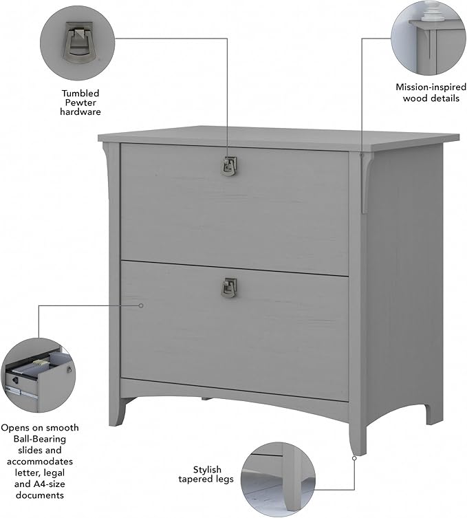 Bush Furniture Salinas 2 Drawer Lateral File Cabinet in Cape Cod Gray