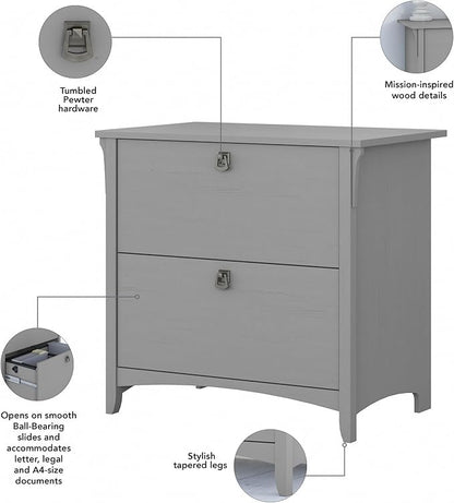 Bush Furniture Salinas 2 Drawer Lateral File Cabinet in Cape Cod Gray