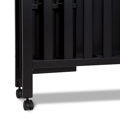 DaVinci Dylan Folding Portable 3-in-1 Convertible Mini Crib and Twin Bed in Ebony, Greenguard Gold Certified