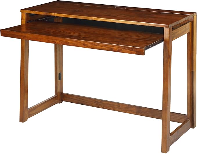 Casual Home Pull-Out & USB Port Folding Desk, Warm Brown (New)