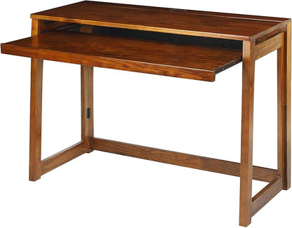 Casual Home Pull-Out & USB Port Folding Desk, Warm Brown (New)